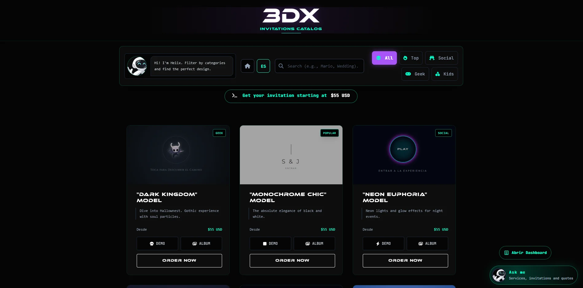 Pantalla de experiencia interactiva con mecanicas de software